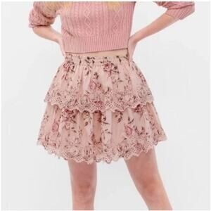 Gap x LoveShackFancy LSF Ruffle Mini Blush Pink Floral Skirt Large (10-11) Girl